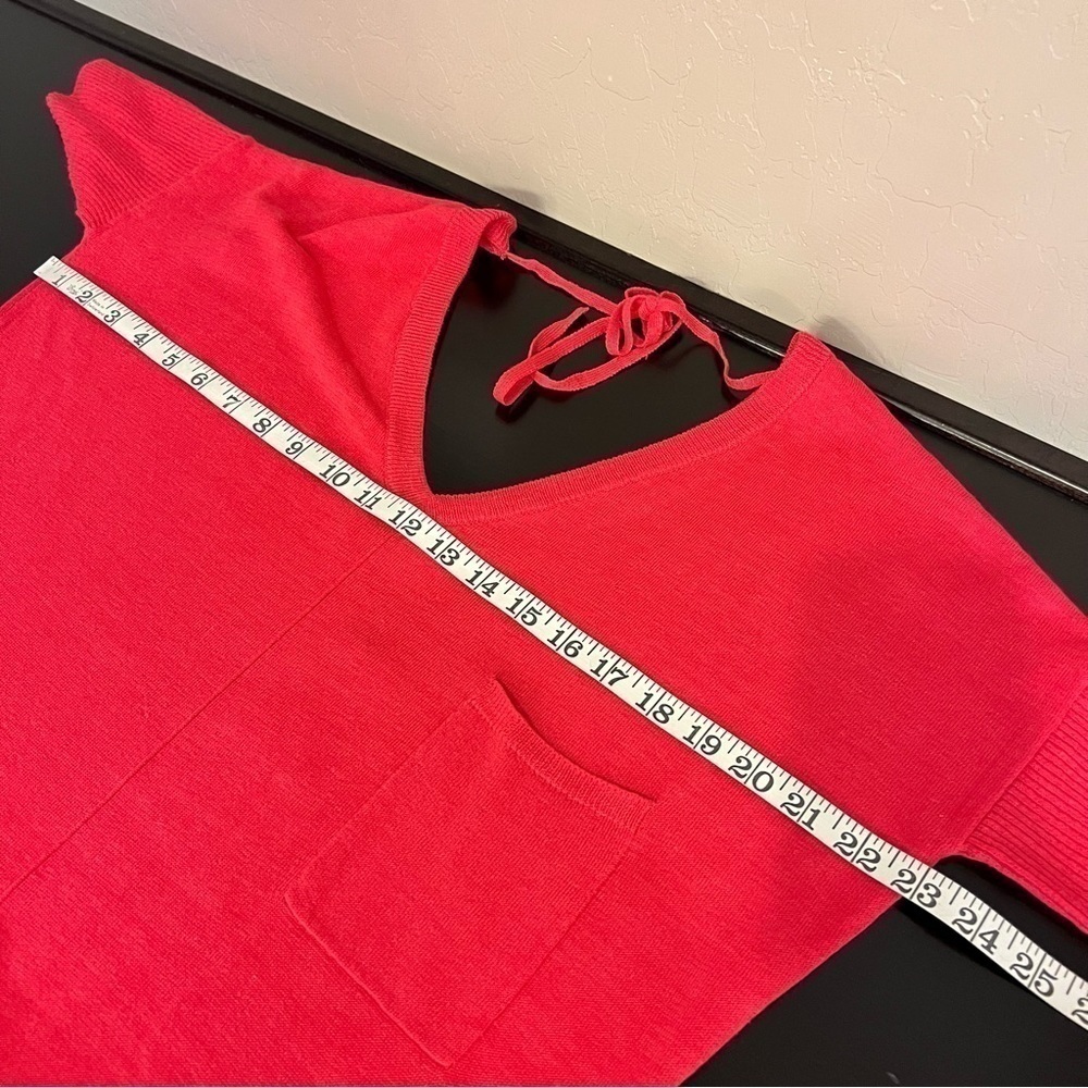 J. Peterman linen blend shift Sweater dress, pink midi length, elbow length, S - Picture 4 of 11